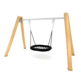 Öffentliche Nestschaukel PRO Glint für Spielplatz - Hochwertiges Robinienholz Ø 18 cm - Robuste Stahl-Konstruktion - TÜV geprüftes Spielgerät - Wickey