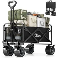 SAMAX Bollerwagen Faltbarer Offroad Camping Edition - Schwarz / Grau
