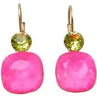 Mugello Paar Ohrhänger Mary pink-hellgrün vergoldet knallig neon Eye-Catcher, Handgefertigter Modeschmuck, made in Germany