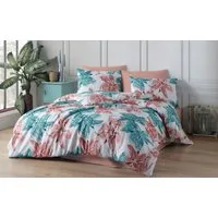 Buymax Bettwäsche Bettbezug-Set Trendy, atmungsaktiv, pflegeleicht, Renforce: 100% Baumwolle, 3 teilig, 200x220 cm, Reißverschluss, hochwertig, Weiß, Türkis, Altrosa