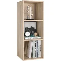 Homfa Bücherregal, Standregal mit 3 Fächern, Würfelregal, Regal eiche, 30x30x80cm