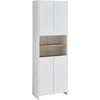 Saphir Hochschrank Quickset 100, Badschrank 61,6 cm breit, 4 Türen 2 Einlegeböden, 2 offene Fächer, Badezimmer-Hochschrank, Akzentfuge