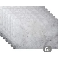 MuchoWow Platzset Wand - Weiß - Grau, (6-St), Platzsets, Tischset, Abwaschbar, Tischsets, Platzdeckchen