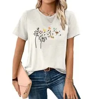 PYLIKE Kurzarmshirt Bequemes Shirt Damen Kurzarm Sommer Basic-Shirt mit ausgefallene Print Bequem für Freizeit und Büro,Strandurlaub