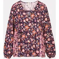 Himalaya Clothing Langarmbluse Langarm Bluse mit verspieltem Blumenprint - Bluse Damen aus Viskose Weiche Viskose Bluse mit hohem Tragekomfort