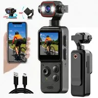 Luckice 4K Mini-Actionkamera mit Clip,1,54 Zoll Display, 140° Weitwinkel Action Cam (4K, 7x opt. Zoom, App-Steuerung, Bewegungserkennung, LED-Leuchten, 1200mAh, für Vlog & Reisen)