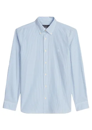 Marc OPolo Casual - Hemd Regular aus Bio-Baumwoll-Popeline blau - Gr. - M
