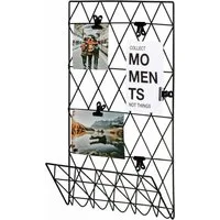 Hama Bilderrahmen Wandgitter Memoboard Gitterwand 30x45cm, (Packung), Set, Fotowand DIY Metall Gitter Wand Deko Mit Ablagefach Klammern Pinnwand