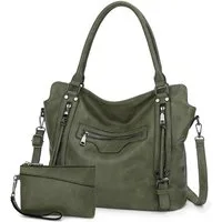 TAN.TOMI Handtasche Damen Shopper - Set Schultertasche Henkeltasche Umhängetasche, Mit abnehmbarem Schultergurt für Büro Schule Einkauf Reise