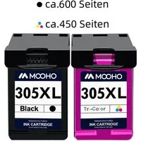 MOOHO XXL Ersatz für HP 305 305XL Tintenpatrone (Deskjet 2720 2710 ENVY 6000 6020 6030, 2-tlg., patronen)