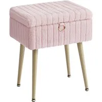 SONGMICS Sitzhocker Schminkhocker, Fußhocker, Wohnzimmer, Schlafzimmer, 30 x 40 x 50 cm (mit Stauraum), Schminktisch-Stuhl, Metallbeine, gepolstert, verstellbare Füße, rosa