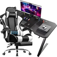 GTPLAYER Gaming-Stuhl Bürostuhl mit Massagefunktion, Fußstütze, Kopfstütze (Packung), Ergonomischer Gamer Stuhl Maximale Belastung 150 kg, 360° drehbar