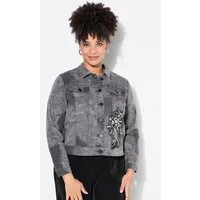 MIAMODA Sommerjacke Jeansjacke Classic Fit Applikation