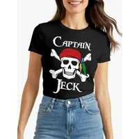 MoonWorks Print-Shirt Damen T-Shirt Fasching Karneval Pirat Captain Jeck Kostüm-Ersatz mit Print
