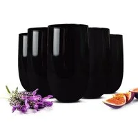 Sendez Gläser-Set 6 Schwarze Trinkgläser 420ml Saftgläser Cocktailgläser Longdrinkgläser, 6-tlg., Glas