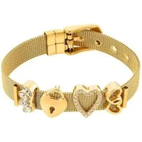 Heideman Armband Milanaise goldfarben (Armband, inkl. Geschenkverpackung), mit verschiedenen Charms "Herz" und "Schloss"