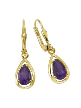 Fascination by Ellen K. Ohrringe Gold 333 mit echtem Amethyst-Tropfen