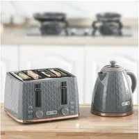 HOMCOM Toaster Kocher--Set, 4 Schlitze, für 4 Scheiben, 2200 W, mit automatischer Abschaltung, Auftau- & Aufwärmfunktion, Beige