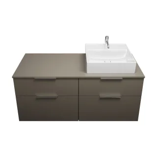 Burgbad Keramik Waschtisch-Set Eqio Grau Hochglanz/Alpinweiss, SGUS140RF2010C0001 SGUS140RF2010C0001