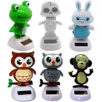 Ebaxx Dekofigur Solar Wackelfigur Eule Skelett Affe Frosch Hase