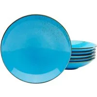 CreaTable Suppenteller Essteller NATURE COLLECTION, (6 St), Teller Set für 6 Personen, Ø 22 cm, Steinzeug, tiefe Teller