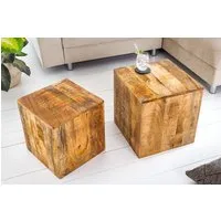 riess-ambiente Beistelltisch CURACAO 40cm natur (Set, 2-St., 2x Couchtisch), Wohnzimmer · Mango-Massivholz · Würfel · handmade · lackiert · Design