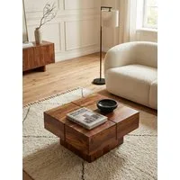 KADIMA DESIGN Couchtisch Couchtisch 57,5x57,5x30 cm Massivholz Sofatisch Quadratisch (Modern), Design Wohnzimmertisch Kaffeetisch Massiv, Kleiner Tisch Wohnzimmer