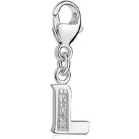 Materia Charm Buchstabe Silber Anhänger Buchstabe " L " Alphabet Zirkonia C62, 925 Sterling Silber, rhodiniert