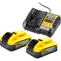 Powerstack Akku Starterkit DCB1104H2, inkl. 2x Akku 18Volt, Set gelb/schwarz, 18Volt 5Ah, Schnellladegerät DCB1104