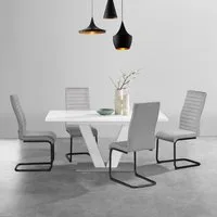 OTTO home Essgruppe Elbach, (Set, 5-tlg), ausziehbar 120-160 cm, Hochglanz, Tischgruppe Freischwinger