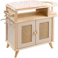 howa Puppenwickeltisch miniflowers, aus Holz mit Puppenschrank, Puppensitz, Auflage, 2 Kleiderbügel