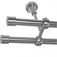 BASIT Gardinenstange Edelstahloptik 19mm mit Deckenträgern 120 cm E61, Ø 19 mm, 2-läufig, verschraubt, Metall, D28 120 cm E61 Kappe