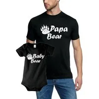 coole-fun-t-shirts Strampler Papa Bear + Baby Bear T-Shirt + Strampler - Neuling Set zur Geburt