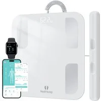 Healthkeep Personenwaage mit 8 Elektrodenmit App Intelligent für 18 analysierte Körperdaten, großem LED-Display, Für Android und iOS Apps. Max. 180kg/400lb/28st) 30 x 30 cm