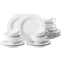 Seltmann Weiden Teeservice Geschirr-Set Beat (18-tlg), 6 Personen, Porzellan, Teetassen, Rillendekor, 18 Teile, für 6 Personen