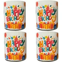 Candelo Geburtstagskerze 4er Set Geburtstagskerze im Glas Happy Birthday Kerze 8x7cm 10 Std