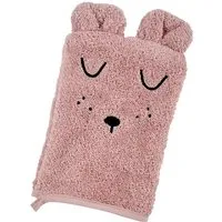 Alvi® Kapuzenhandtuch ALVI Kapuzen-Badetuch & Waschhandschuh Frottier mit Stickerei Faces ro