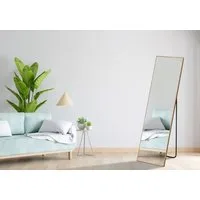 LC Home Spiegel Wandspiegel 140x40cm modernes Aluminiumgestell Stand&Ganzkörperspiegel