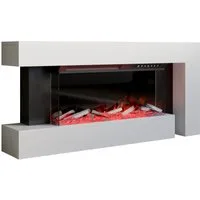 MIRJAN24 Kommode Haga (mit Kamin), Realistische LED-Flamme, Harzholz-Effekt