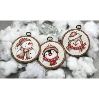 Miniatur-Stickbilder "Winterfiguren", Ø 10 cm, 3er-Set