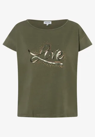 MORE & MORE - T-Shirt mit Pailletten grün - Gr. - 38