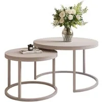 yourhouse24 Couchtisch Runder Inez 2in1, 50 & 70 cm, Kaschmir & mattes Tischblatt (Set 2 in 1), Tisch mit matter Tischplatte