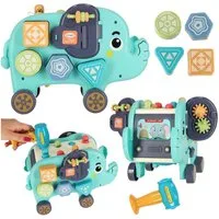 Ikonka Lernspielzeug Montessori Elefant Sensorik-Sorter Lernspielzeug Kinder (Montessori-Spielzeug mit Sortierfunktion und Hammerbank, Sensorik-Elefanten-Set mit Hammer, Sorter und Formbausteinen), 3-in-1 Spielzeug: Sorter Montessori Sensorik-Spiel