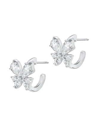 LEIS Steckcreolen 925 Sterling Silber rhodiniert Glänzend Zirkonia weiß
