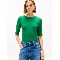Tommy Hilfiger Kurzarmshirt SLIM 5X2 RIB C-NK 1/2 SLV mit Rundhals und Rippstruktur unifarben, casual, slim fit, Viskosemix, Rundhals