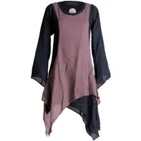 Vishes Midikleid Langärmliges Lagenlook Kleid handgewebte Baumwolle Ethno, Hippie, Boho, Goa style