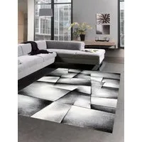 Carpetia Teppich Moderner Teppich Kurzflor Wohnzimmerteppich grau schwarz weiss, rechteckig, Höhe: 13 mm
