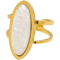 KARMA Fingerring Damenring Gold Stein Braun od. Weiß Ring Edelstahl vergoldet (wasserfest hypoallergen, Damen Geschenk Frauen), verstellbar modern Damenschmuck