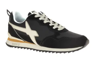 W6YZ 2013560_Jet Herrenschuhe Schwarz/Wei?/Gelb Sneakers Gummisohle Textil Fu...