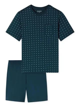 Schiesser Herren Pyjama Comfort EssentialsSchlafanzug, Pyjama Set, Nachtwäsche